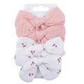4-pack baby cotton bow hair clips with cherry print and solid pink on display card - Set 6 (FHML-2251)