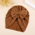 Trama in maglia dettagliata e grande fiocco sul turbante marrone per neonati e bimbi - M / Marrone Scuro
