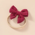Soft cotton baby headband with wine red oversized bow and stretchy nylon band - Burgundy