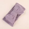 Detail view of smoky purple milk silk headband with a soft oversized handmade bow - Light Purple