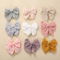 9er-Set weiche Baby-Stirnbänder mit großen Baumwollschleifen in verschiedenen Pastellfarben - 10.5x10.5cm / Zufällige Farbe