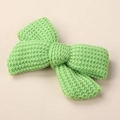 Detail view of light green knitted bow hair clip featuring intricate woven texture - 9*6CM / Emerald Green