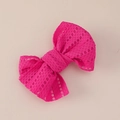 Primer plano de pinza para el pelo con lazo de encaje de malla rosa fucsia - Estilo de Pinza con Lazo / Rosa Rojo