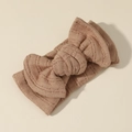 Fascia per neonati in maglia a coste morbida con grande fiocco rosa antico - Dusty Pink (#8)