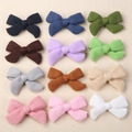Set of 12 colorful knitted bow hair clips for girls in a variety of vibrant autumn shades - 9*6CM / Random Color