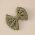 Close-up of olive green ribbed knit bow hair clip for toddlers with detailed fabric texture - 11*9cm / Olive Green (#10)
