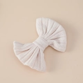Close-up of a soft knitted jacquard bow hair clip with detailed ribbed texture for girls - 11*9cm / Cream White (#11)