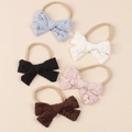5er-Set Baby-Stirnbänder mit Spitzen-Schleifen und weichen elastischen Nylonbändern - 10x8cm / Zufällige Farbe