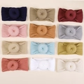 Lot de 12 bandeaux bébé en maille jacquard avec nœud donut en couleurs variées - Emballage OPP individuel / Couleur Aléatoire