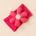 Nahaufnahme von hellrosa elastischem Baby-Stirnband mit weichem 3D-Blumendetail - Haarband 15*8.5cm / Rosarot (#1)