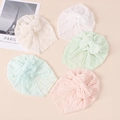 Set di cinque turbanti per neonati in pizzo con grandi fiocchi in colori pastello assortiti - Colori Misti