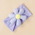 Detailed view of lavender elastic baby headband with a 3D padded fabric daisy flower - Headband 15*8.5cm / Light Purple (#5)