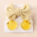 Detail of yellow knit bow headband and cute rabbit ear sunglasses for infants - Transparent Yellow
