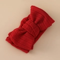 Vibrant red knit baby headband featuring a stylish double-layered jacquard bow detail - Dark Red