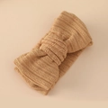 Light coffee knitted baby headband with large bow detail and soft ribbed texture - 17*8cm / Camel