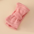 Pink rib-knit baby headband featuring a soft double-layered bow for newborns - 17*8cm / Peach Pink