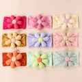 Set of 9 elastic baby headbands with padded cotton 3D flower decorations in assorted colors - Headband 15*8.5cm / Random Color