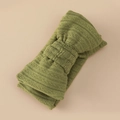 Grass green cable knit bow headband for babies with ribbed texture and soft fabric - 17*8cm / Army Green