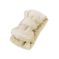 Bandeau bébé en tricot blanc cassé avec grand double nœud et motif pointelle doux - 17x9x5.5cm / Blanc froid