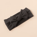 Close-up of dark grey ribbed knit texture and large bow on soft elastic baby headband - Dark Gray Style (#14)