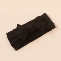 Close-up of black ribbed fabric texture on elastic baby headband with bow detail - Black Style (#16)
