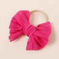 Detalle de diadema de encaje rojo rosa con banda de nailon elástica para bebés - 11x10cm / Rosa Rojo