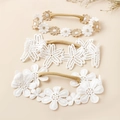 Trois bandeaux pour bébé en dentelle délicate avec broderie florale et nylon doux souple - Style Mixte