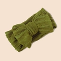 Texture détaillée du bandeau bébé en maille côtelée vert olive avec grand nœud - Vert Militaire / 17*8.5cm