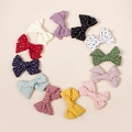 Lot de 12 barrettes à cheveux à nœuds rayés multicolores pour filles en motif circulaire - 8.5*6.5CM / Un au Hasard