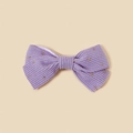 Close-up of purple corduroy bow hair clip with gold glitter detailing on beige background - 8*4.5cm / Purple
