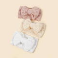 Three-piece set of lace baby headbands with double-layer bows in pink, beige and white - 15.5*9cm / Random Color