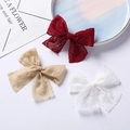 Lot de trois barrettes à nœud en dentelle pour filles en bordeaux, beige et blanc - Couleurs Mélangées