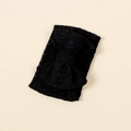 Elastic black lace headband for infants featuring a double-layered butterfly bow design - 15.5x9cm / Black