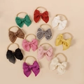 Lot de 11 bandeaux à nœuds en tissu coloré pour bébés filles disposés à plat - 10.5*10.5cm / Couleur Aléatoire