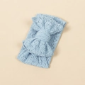 Elastic light blue lace headband featuring a double-layer embroidered bow for babies - 15.5*9cm / Light Blue