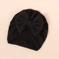 Detailed texture of black bubble fabric baby turban with a large decorative bow - 17*18.5cm / Black