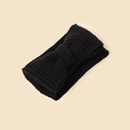 Fascia larga in maglia nera per neonati con doppio fiocco e calda protezione per le orecchie - Nero