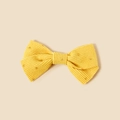 Bright yellow corduroy bow hair clip for girls with sparkling golden glitter details - 8*4.5cm / Yellow