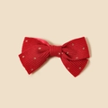 Red corduroy hair bow clip for girls featuring sparkling gold sequins and vintage design - 8*4.5cm / Red