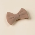 Close-up of a warm camel cashmere texture bow hair clip for girls on a soft beige base - 8.5*6cm / Khaki