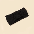 Diadema de lana de cordero negra con nudo para bebé, elástica y cálida para invierno - 19*8.5cm / Negro