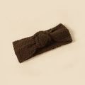 Dunkelbraunes Baby-Stirnband aus Lammwoll-Fleece mit Twist-Knoten für den Winter - 19*8.5cm / Dunkelbraun