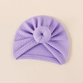 Detailed knit texture of light purple baby turban hat with a cute donut knot design - 18*17cm / Purple