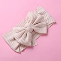 Stretch knit ribbed baby headband featuring a large soft pink 3D bow hair accessory - Bow Ribbed Style / 17*9cm / Off White