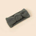 Baby-Stirnband aus weicher Lammwolle in Dunkelgrau-Grün mit schickem Knotendesign - 19*8.5cm / Grau