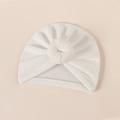 Detailed waffle texture of white newborn turban hat with donut knot decoration - 18*17cm / White