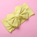 Elastic knitted baby headband with a large decorative bow in a soft light yellow color - Bow Ribbed Style / 17*9cm / Fluorescent Yellow