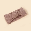 Weiches Babystirnband aus Lammwolle in Altrosa mit klassischem Twist-Knoten-Design - 19*8.5cm / Lotusrosa