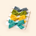 Lot de quatre bandeaux bébé en velours bleu, vert et jaune avec nœuds en nylon - Style 6