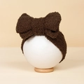 Dunkelbraunes Fleece-Stirnband mit großer Schleife für Kinder zum Waschen oder Styling - 17*9.5cm / Dunkelbraun